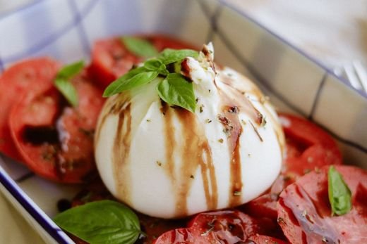 Burrata with Stone Fruit and Basil