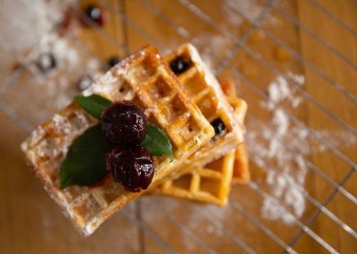 Crisp Belgian Waffles with Berries